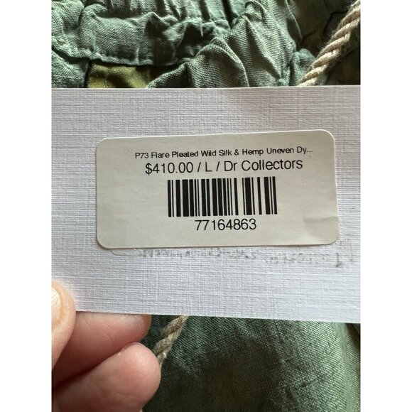 NWT Dr. Collectors P73 flare pleated wild silk and hemp green pants L California - Picture 5 of 12